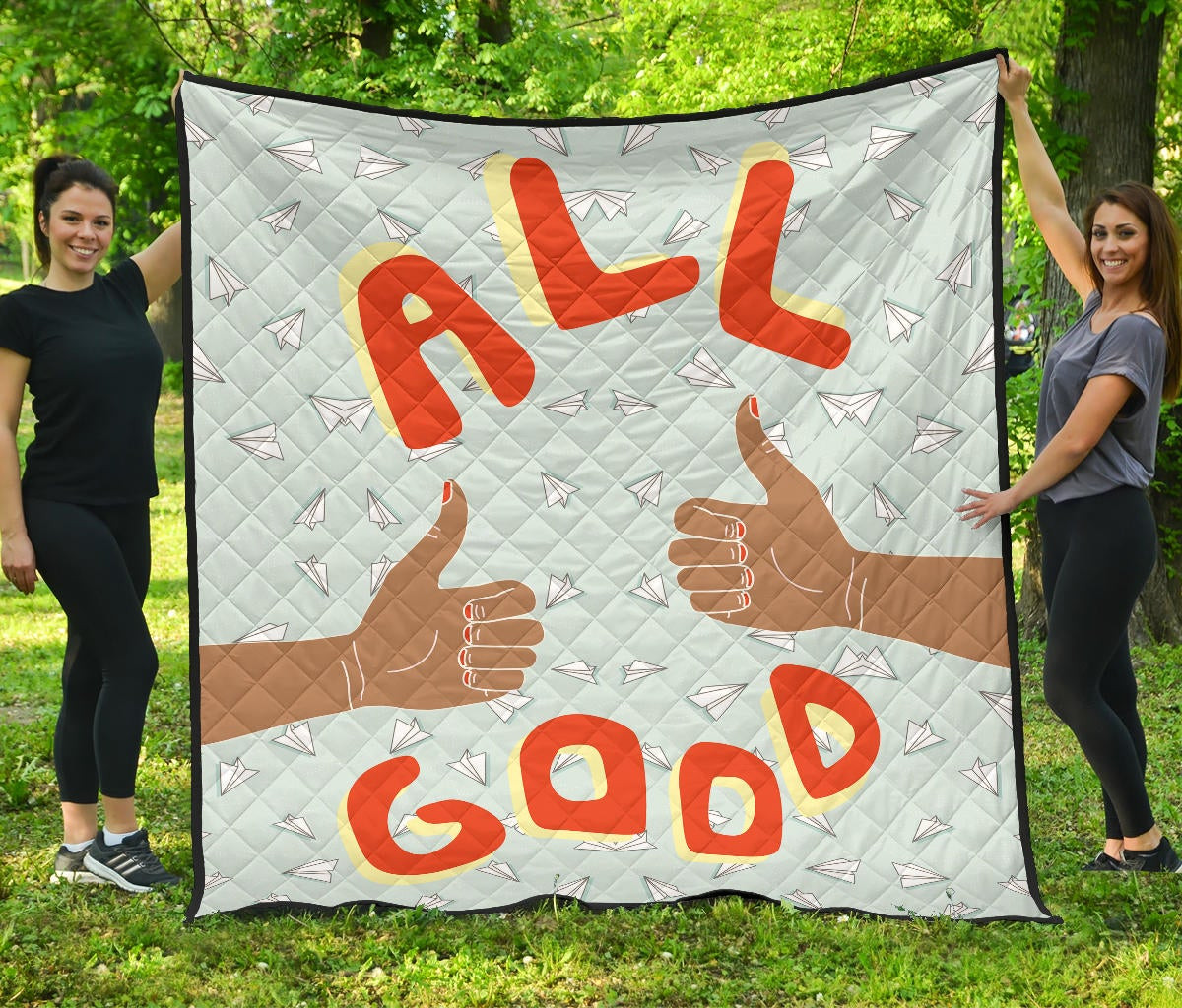 All Good Thumb Ups Paper Plane Patterns Premium Quilt Blanket