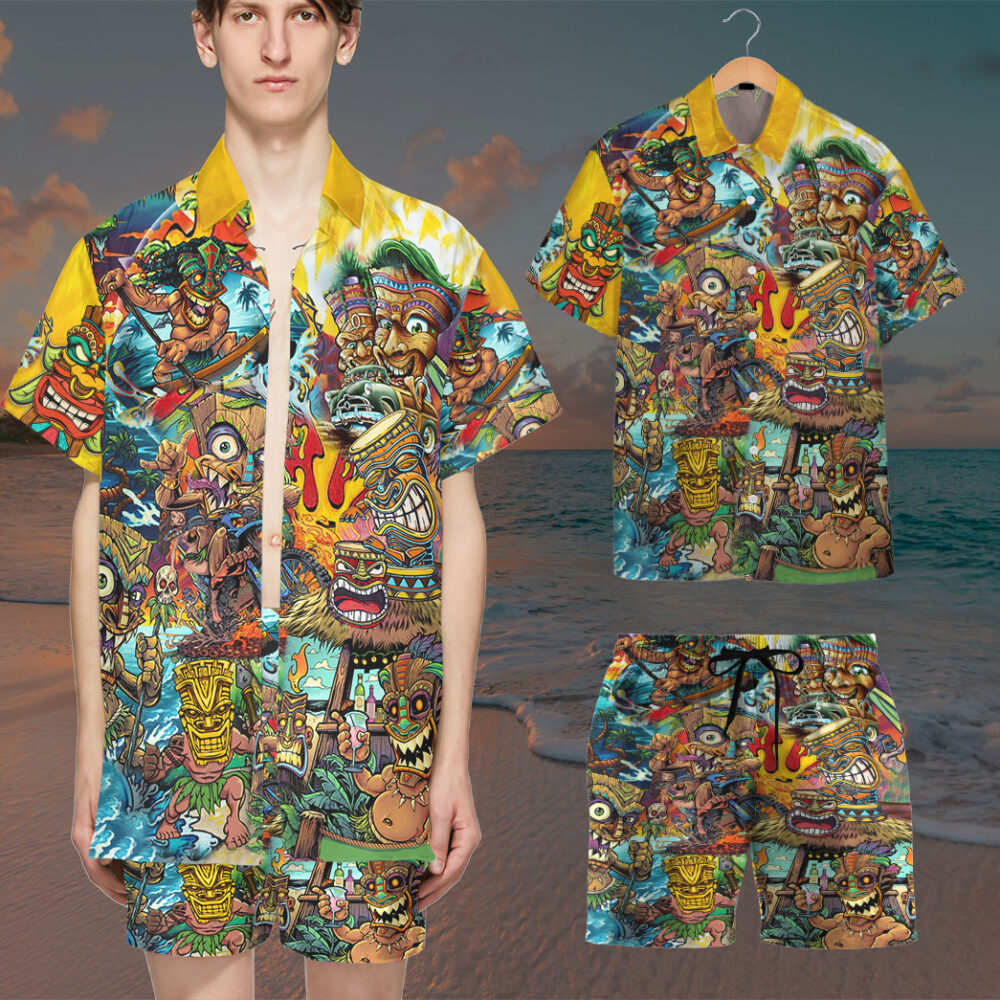 Aloha Spirits With Tiki Custom Hawaii Shirt