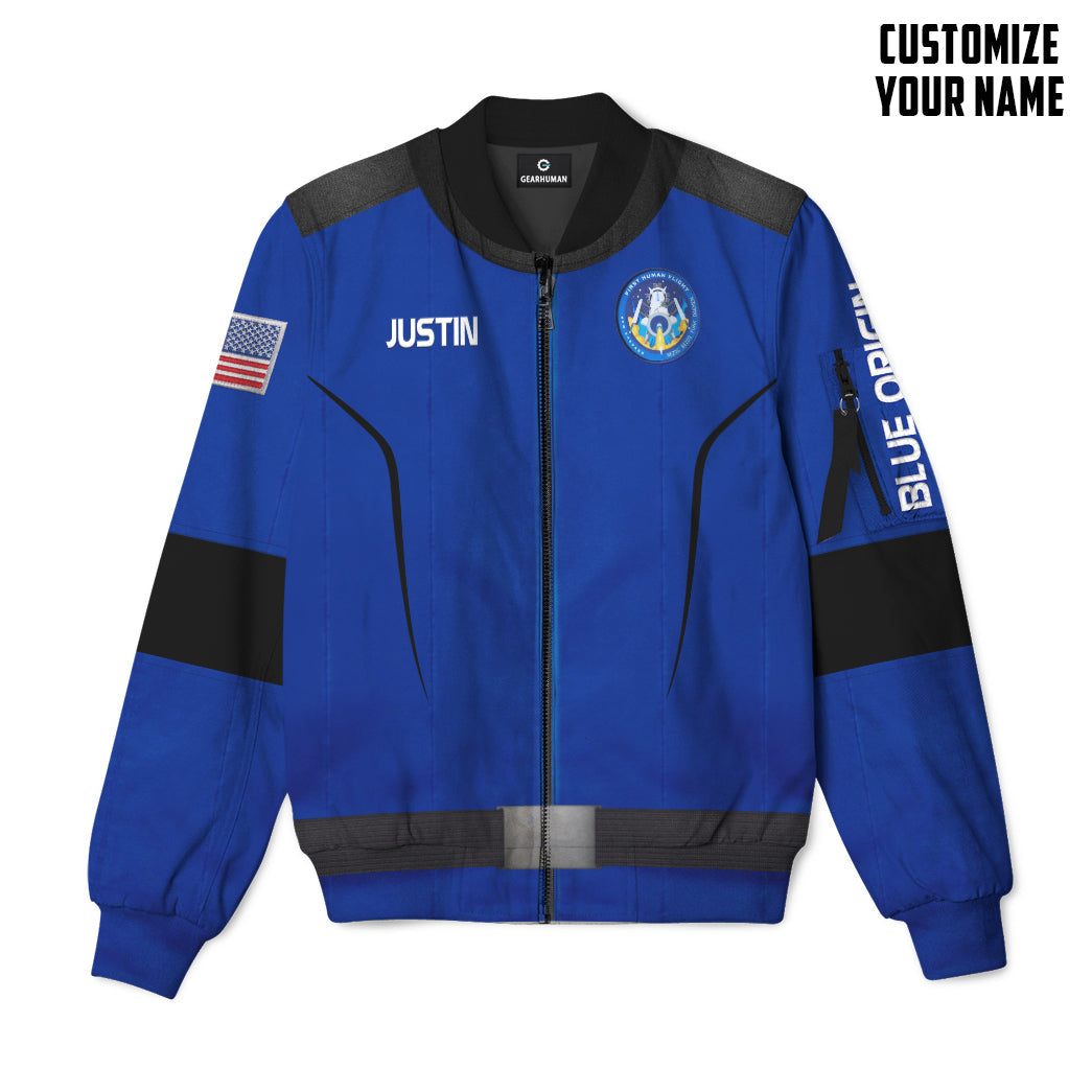 Amazon Blue Origin Space Suit Custom Name Bomber Jacket