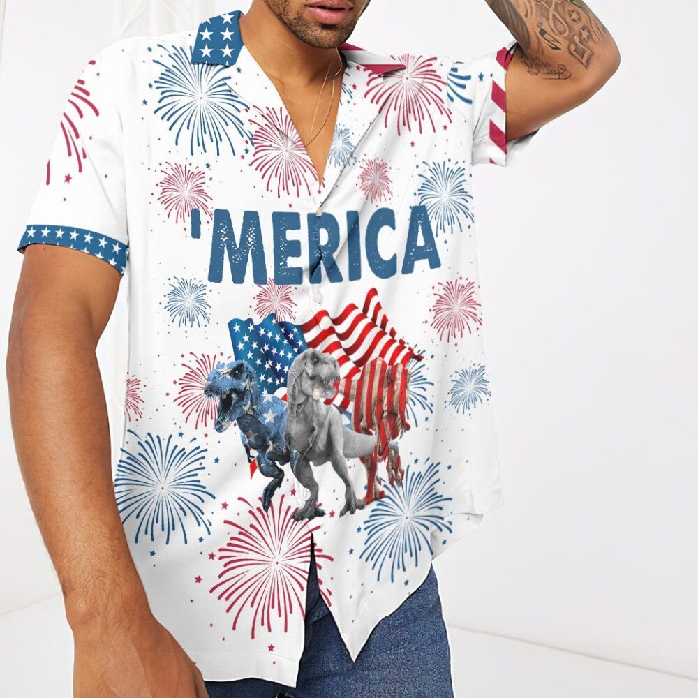 America Independence Day Dinosaurs Custom Short Sleeve Shirt