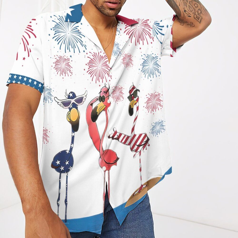 America Independence Day Flamingo Custom Short Sleeve Shirt