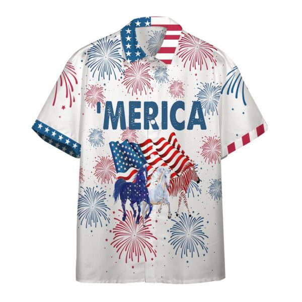 America Independence Day Horses Custom Short Sleeve Shirt