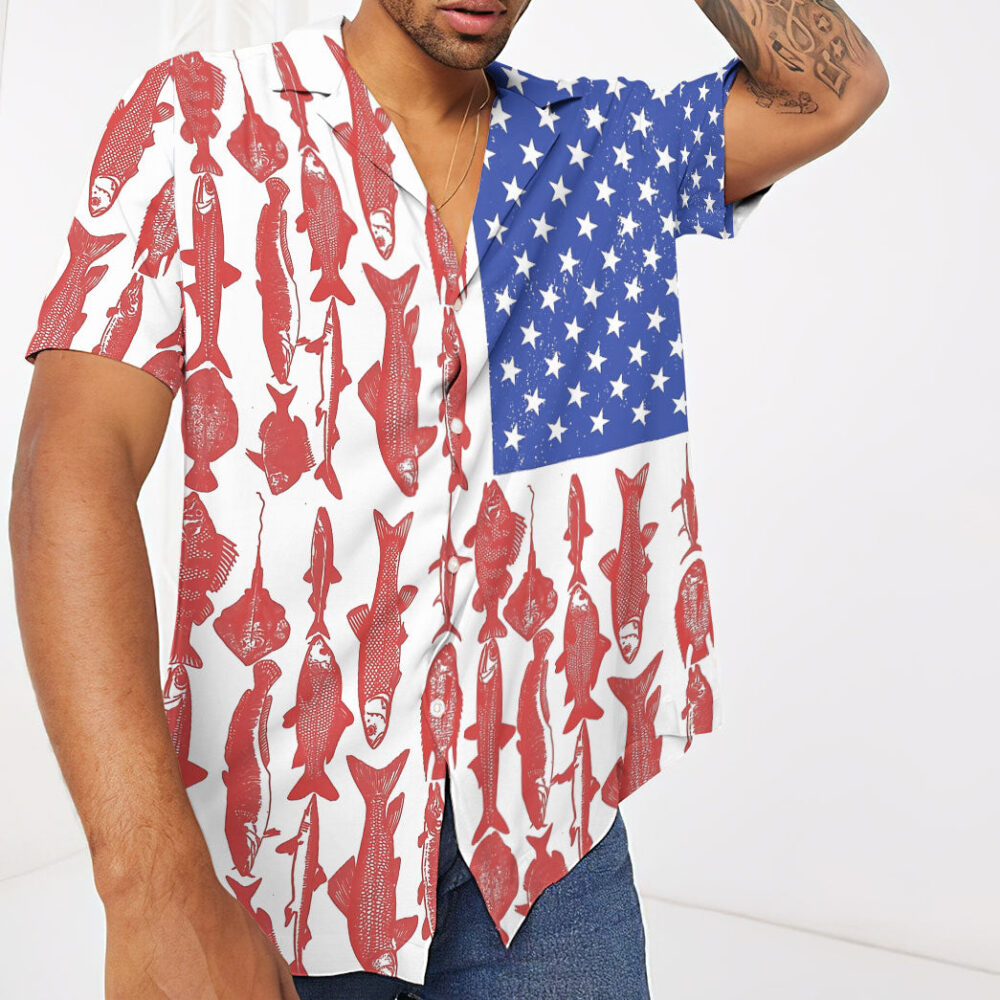 American Flag Fishing Custom Short Sleeve Shirt