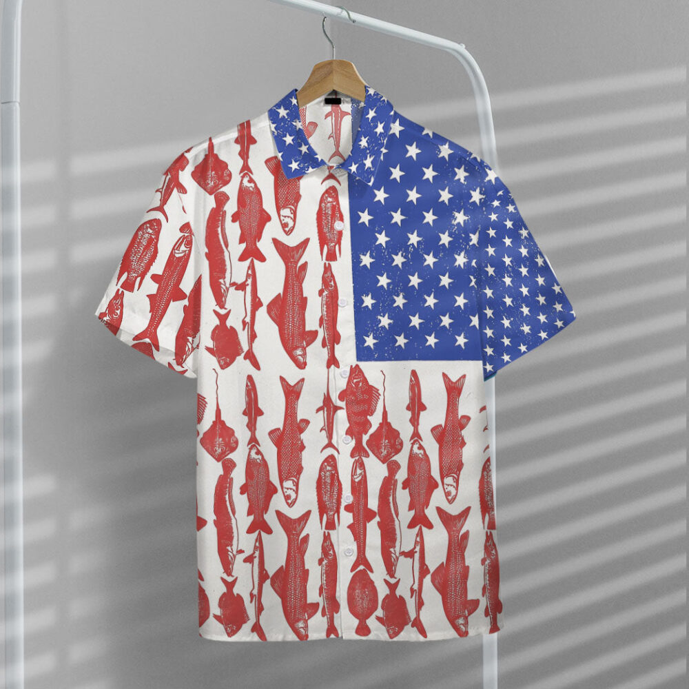 American Flag Fishing Custom Short Sleeve Shirt