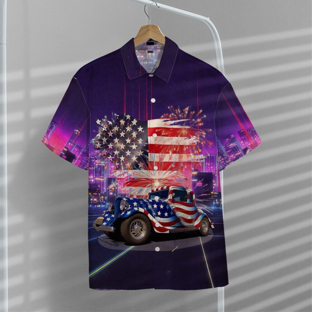 American Flag Hot Rod Hawaii Shirt