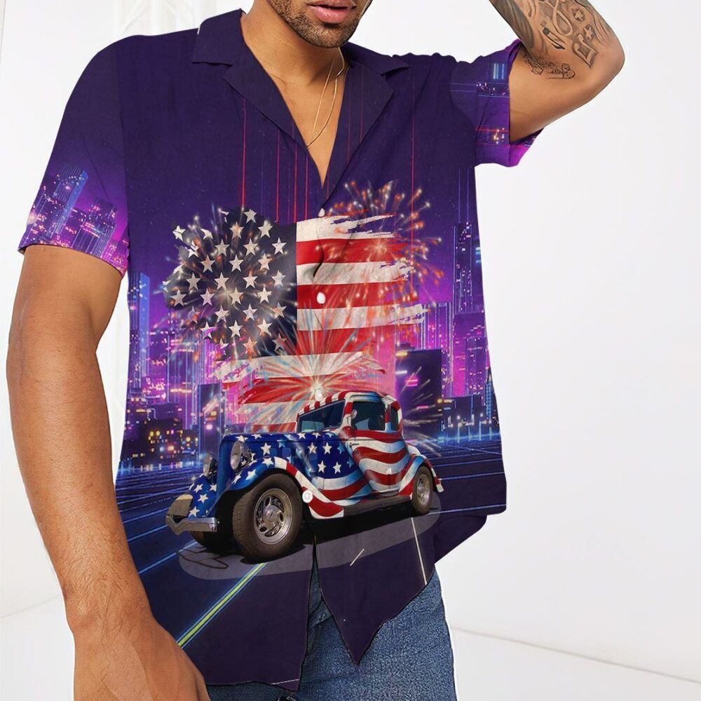 American Flag Hot Rod Hawaii Shirt