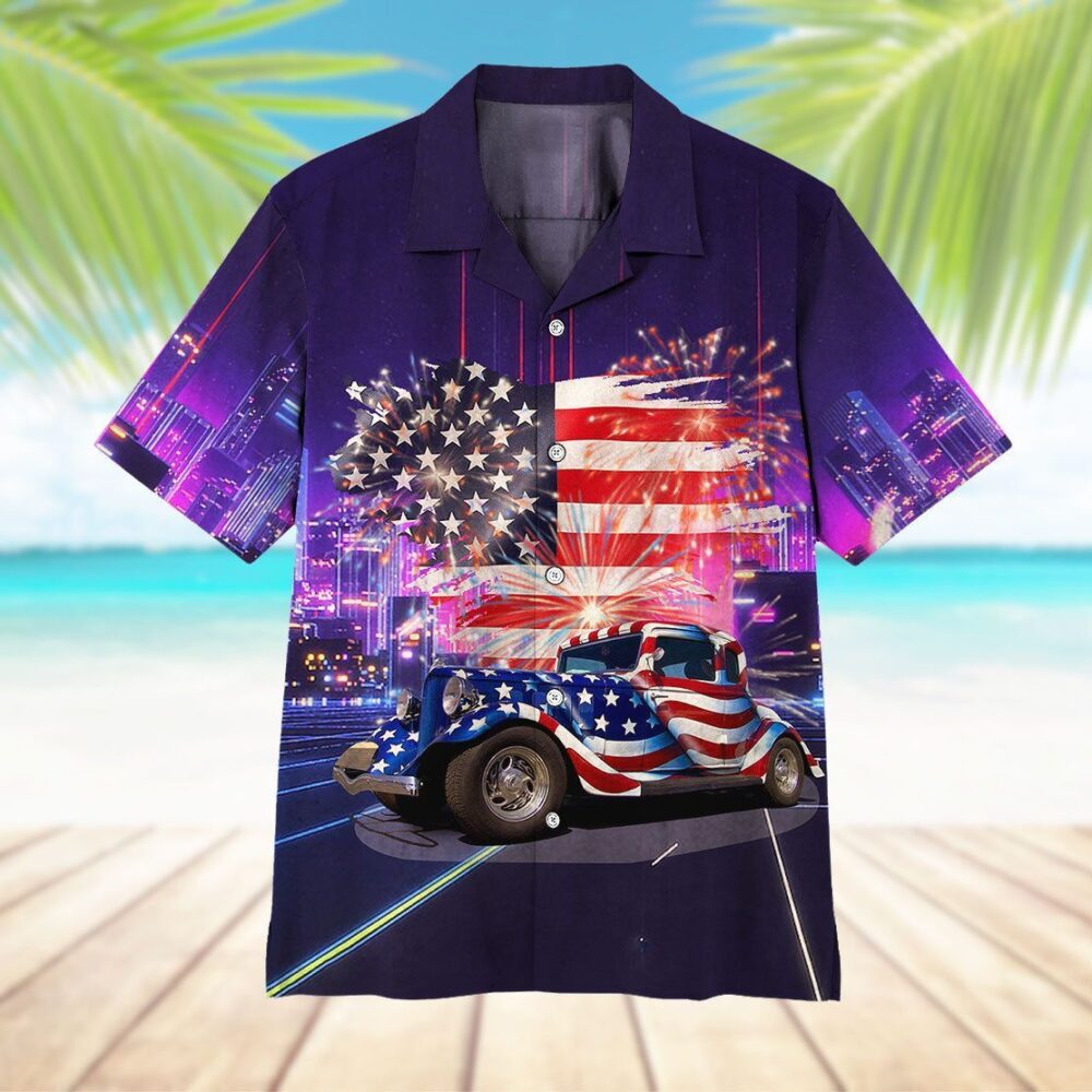 American Flag Hot Rod Hawaii Shirt