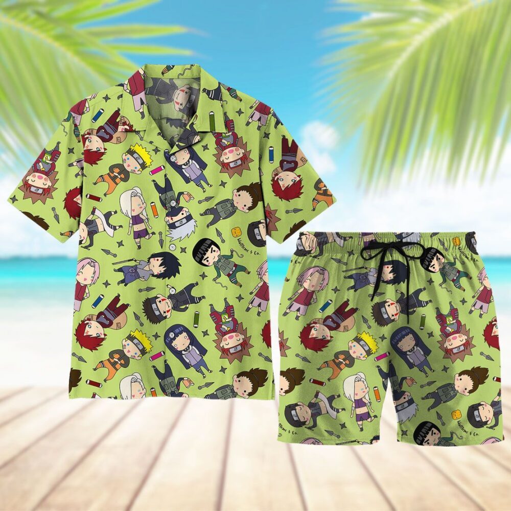 Naruto Chibi Characters Button Up Hawaii Shirt