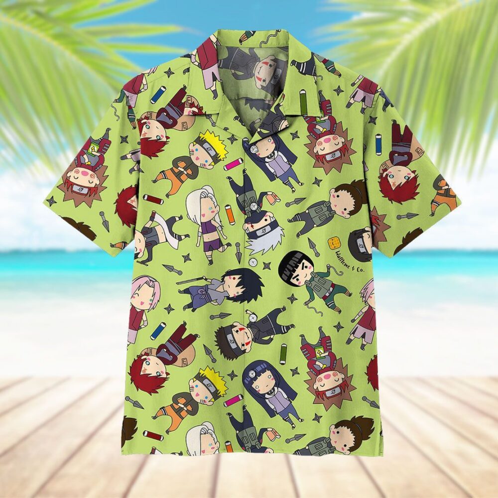 Naruto Chibi Characters Button Up Hawaii Shirt