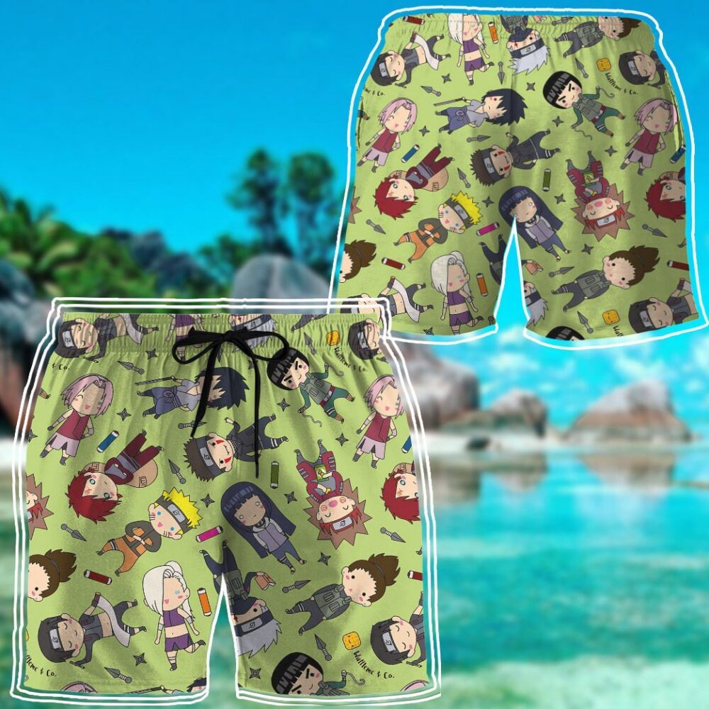 Naruto Chibi Characters Button Up Hawaii Shirt