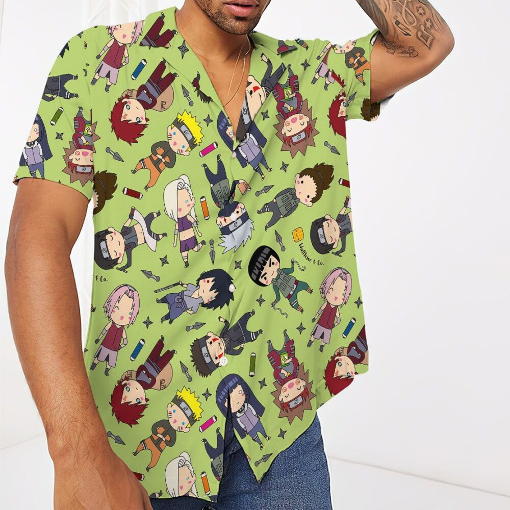 Naruto Chibi Characters Button Up Hawaii Shirt