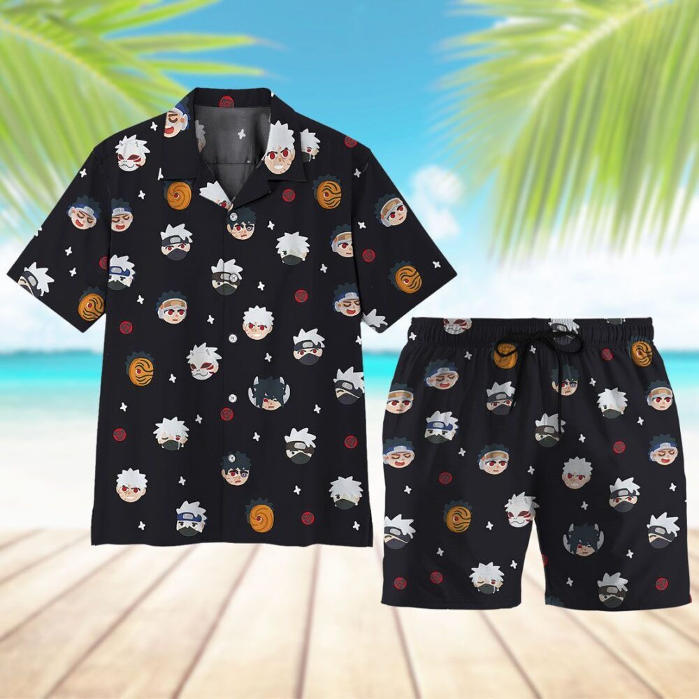 Naruto Chibi Heads Button Up Hawaii Shirt