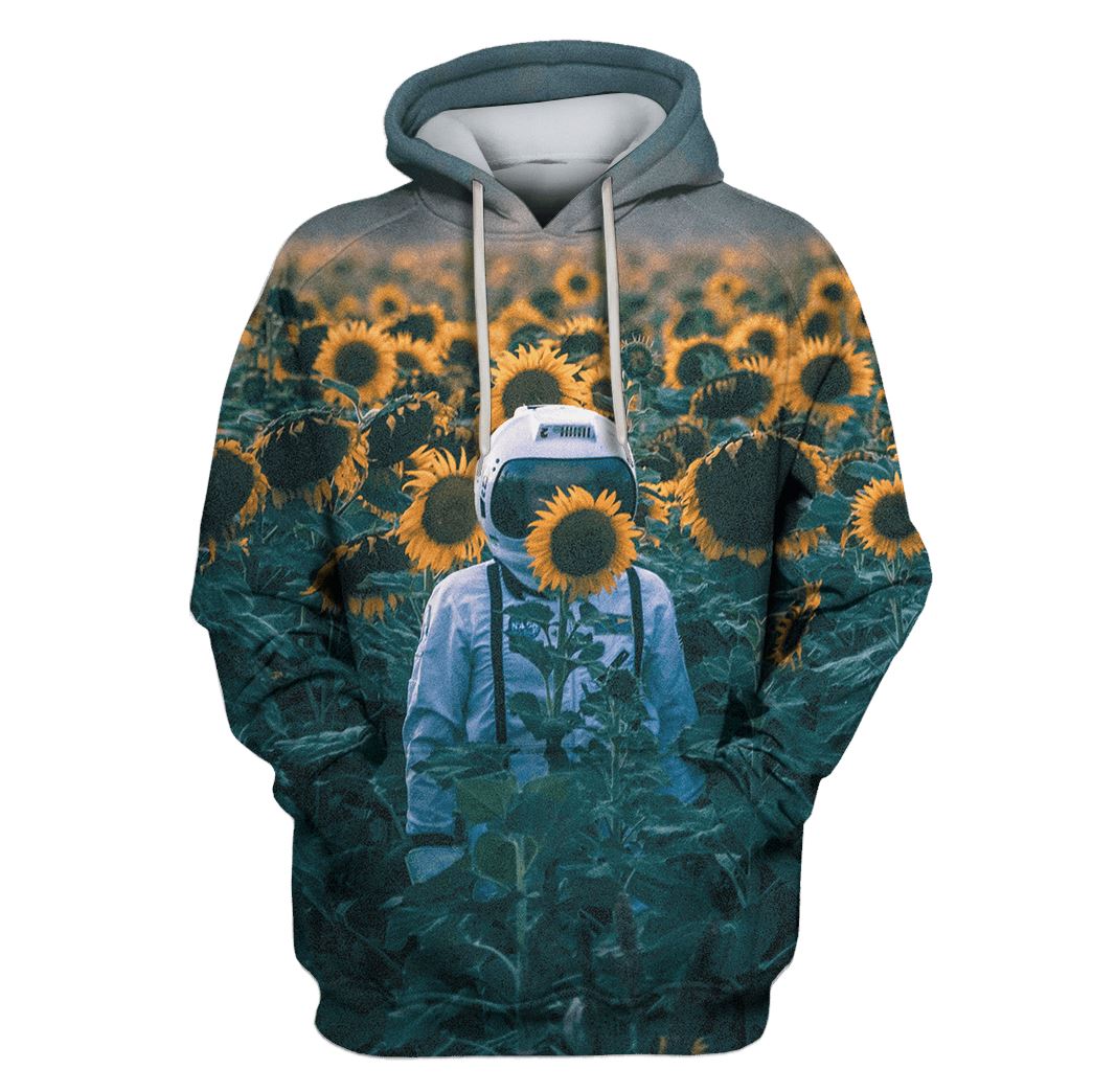 Astronaut And Sun Flowers Custom T-Shirt Hoodie Apparel