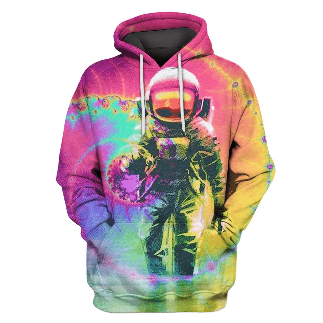 Astronaut in colorful galaxy Custom T-Shirt Hoodie Apparel