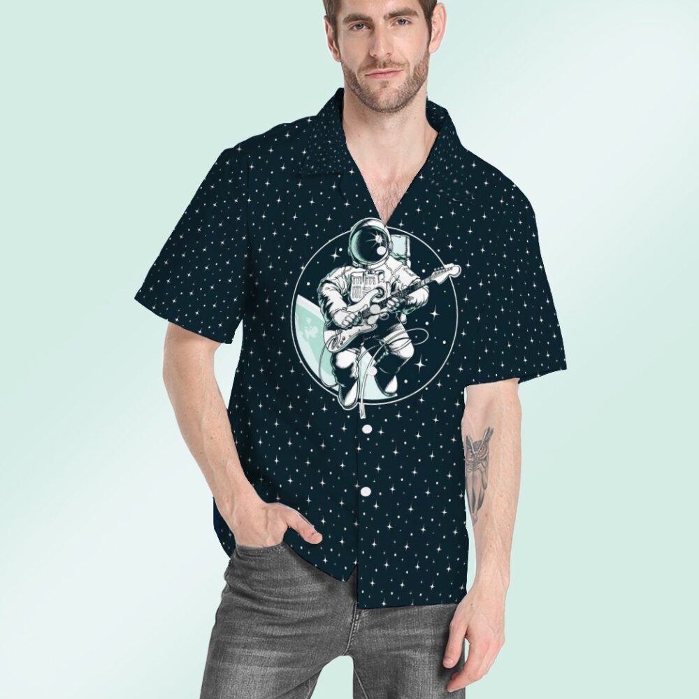 Astronaut Playing Guitar Custom Hawaii Shirt