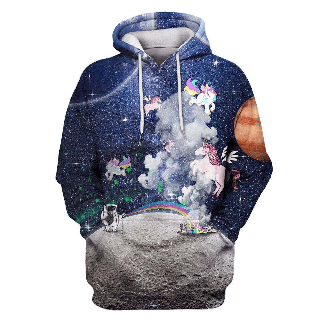 Astronaut Playing With Unicorn OuterSpace Custom T-Shirt Hoodie Apparel