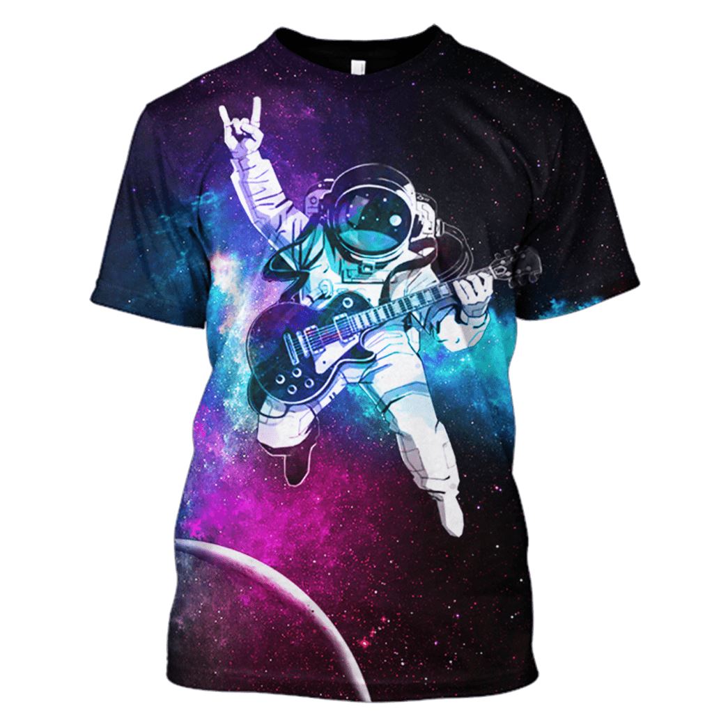 Astronaut plays guitar in the space Custom T-Shirt Hoodie Apparel