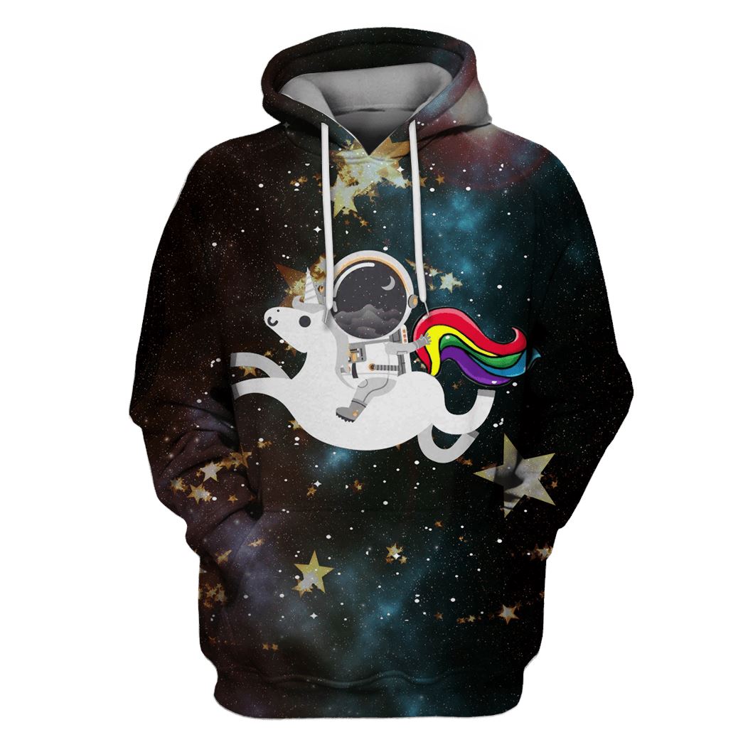 Astronaut Riding Unicorn OuterSpace Custom T-Shirt Hoodie Apparel