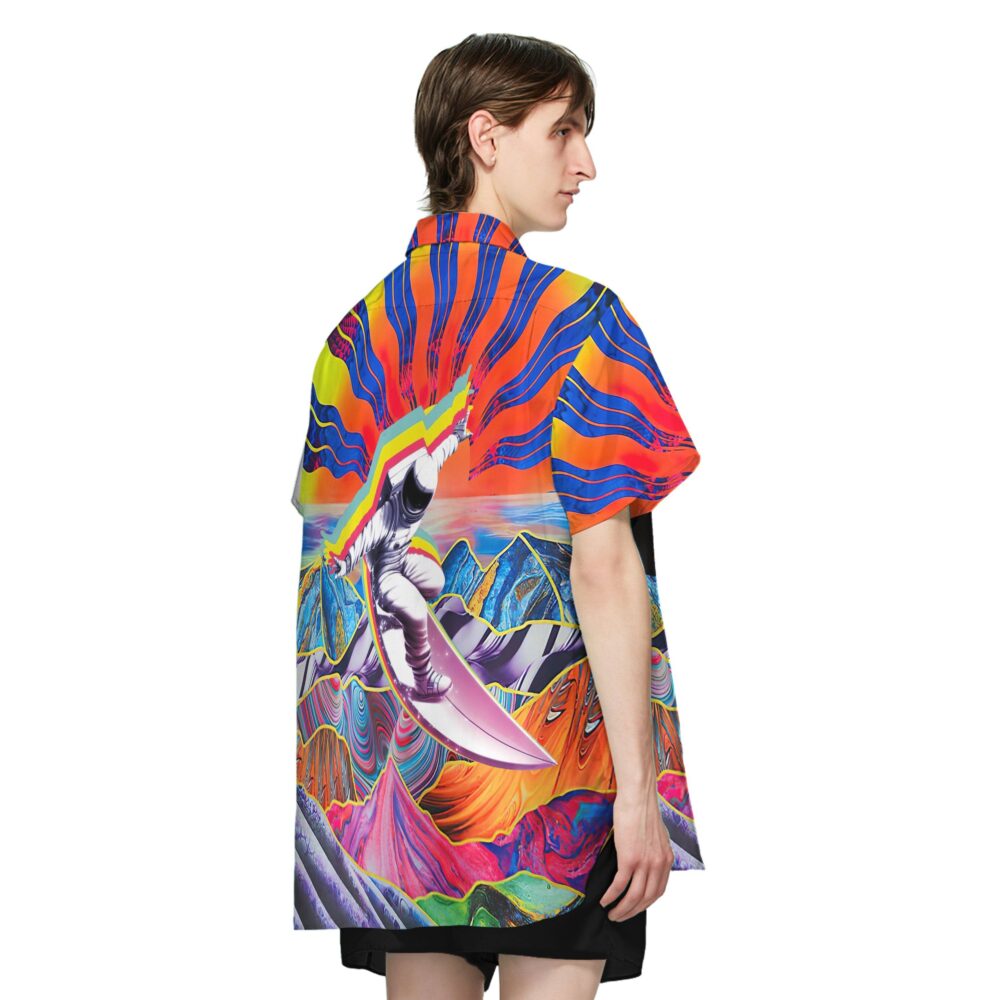 Astronaut Surfing In Hippie Trippy Mountain Custom Short Sleeve Shirt