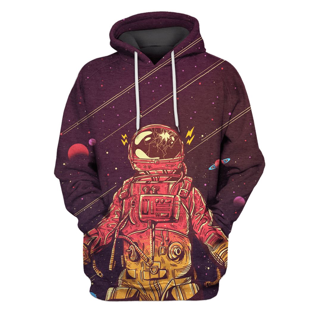 Astronaut with broken helmet in Space Custom T-Shirt Hoodie Apparel