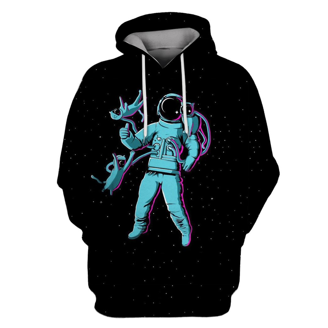 Astronaut with pets in space Custom T-Shirt Hoodie Apparel