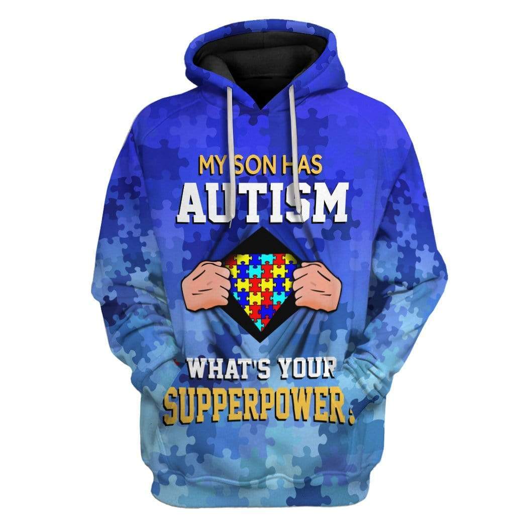 Autism Acceptance My Son Has Superpower Custom Hoodies Apparel