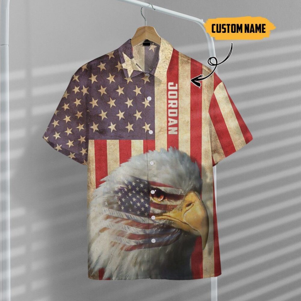 Bald Eagle American Custom Name Hawaii Shirt