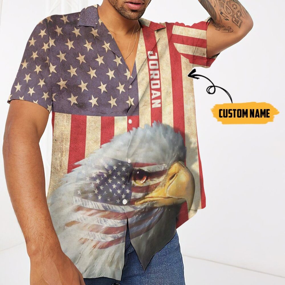 Bald Eagle American Custom Name Hawaii Shirt