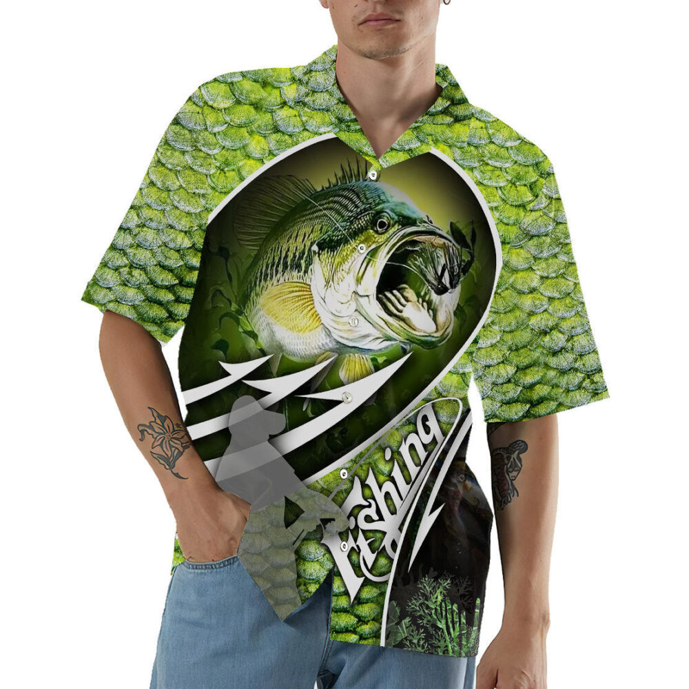 Bass Fishing Button Up Hawaii Shirt