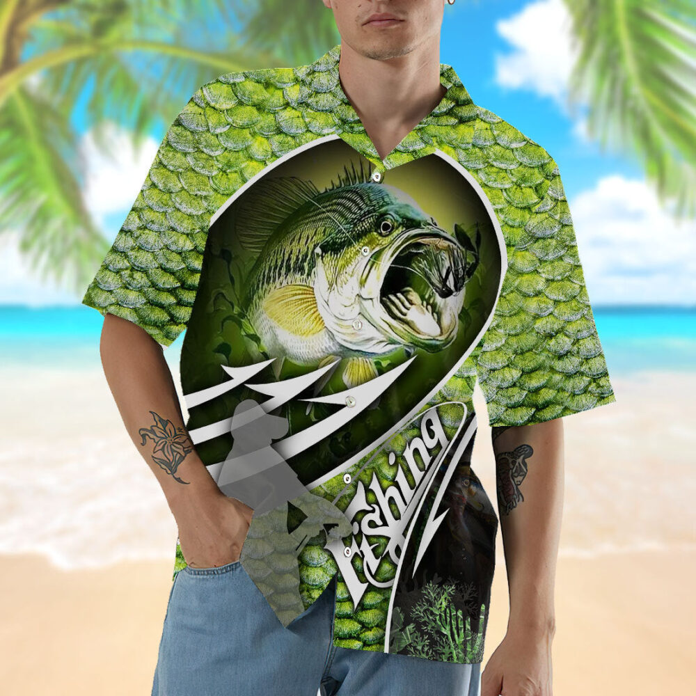 Bass Fishing Button Up Hawaii Shirt