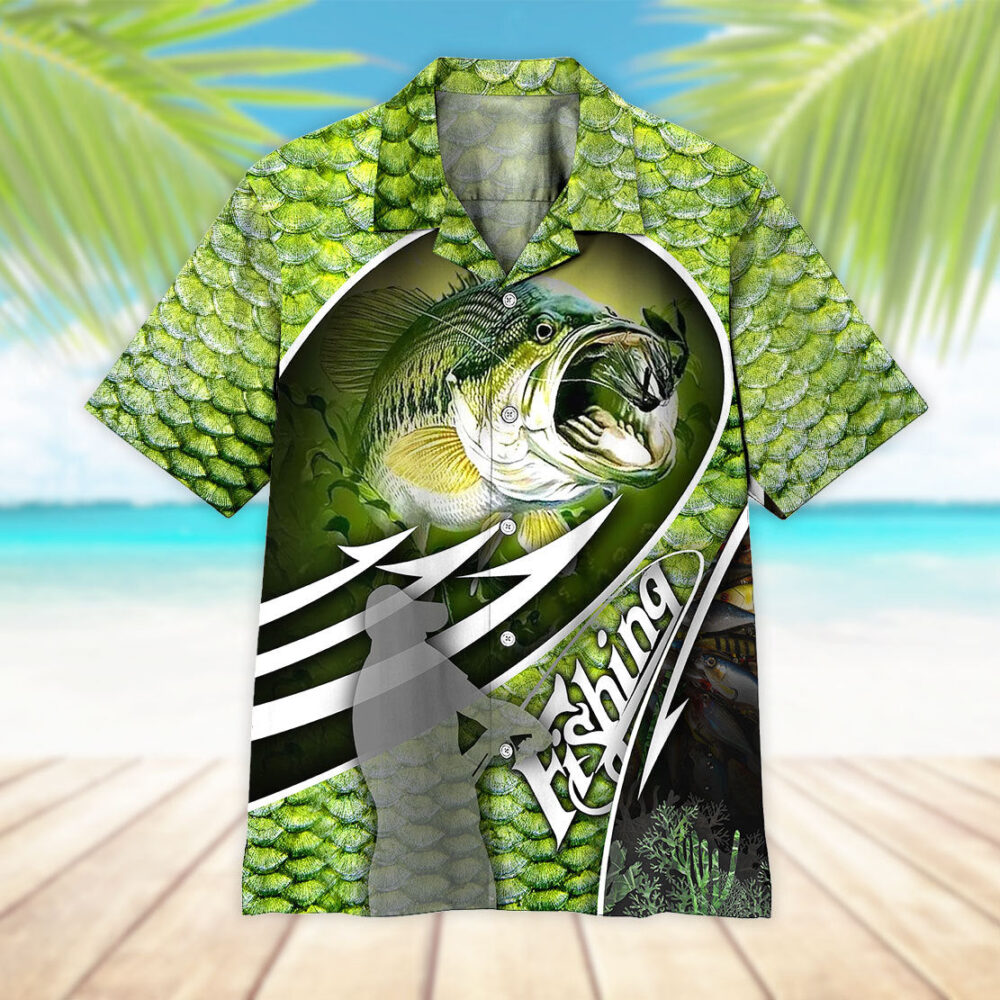 Bass Fishing Button Up Hawaii Shirt