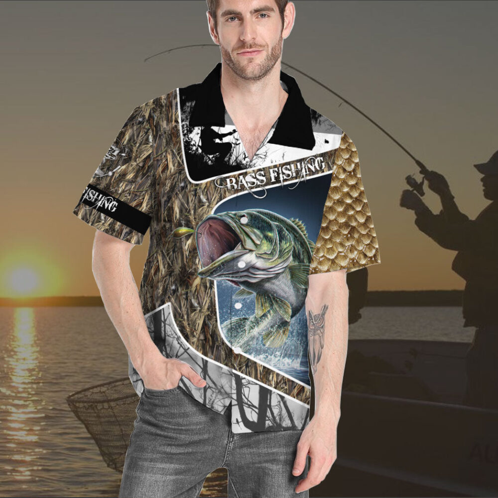 Bass Fishing Skin Camo Custom Short Sleeve Shirt