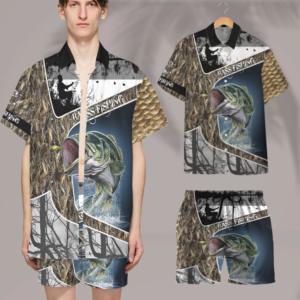 Bass Fishing Skin Camo Custom Short Sleeve Shirt