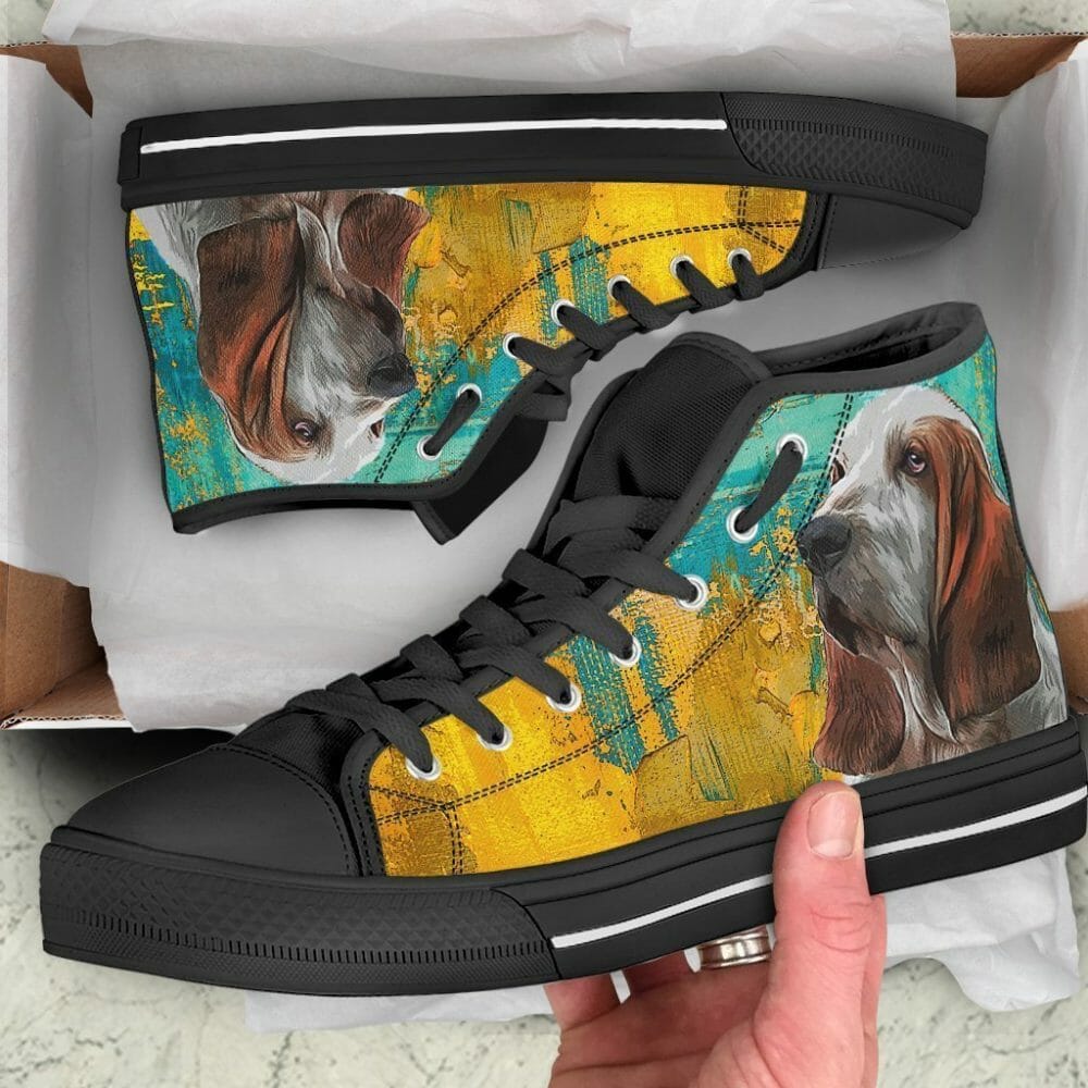 Basset Hound Dog Sneakers Colorful High Top Shoes