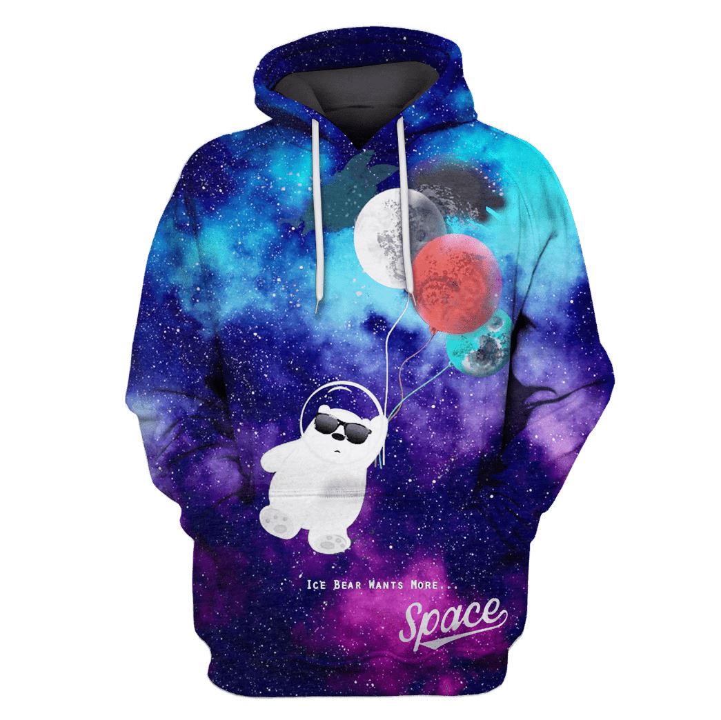 Bear Astronaut with planet balloon OuterSpace Custom T-Shirt Hoodie Apparel