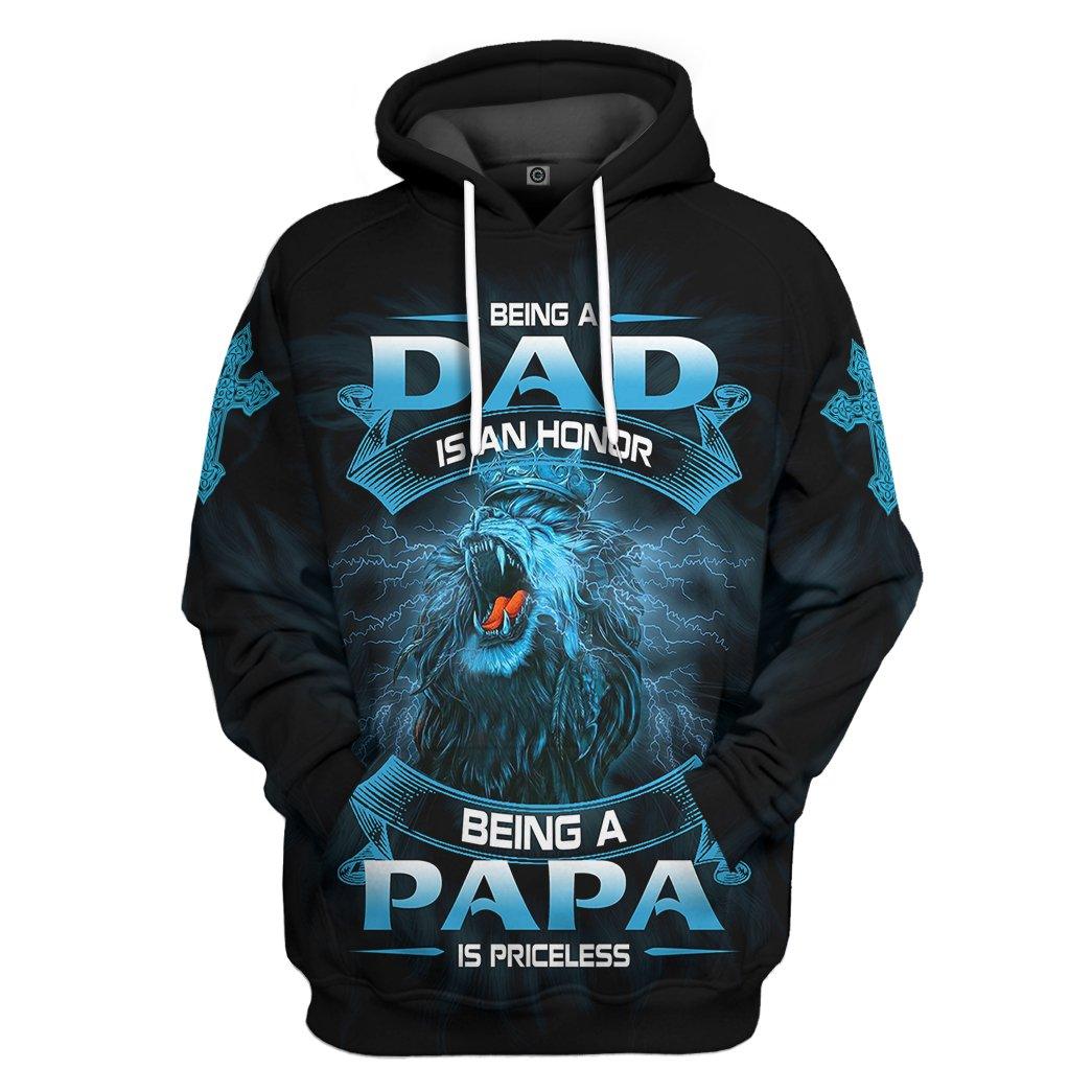 Being A Papa Is Priceless Lion Fathers Day Gift All Over Print T-Shirt Hoodie Apparel