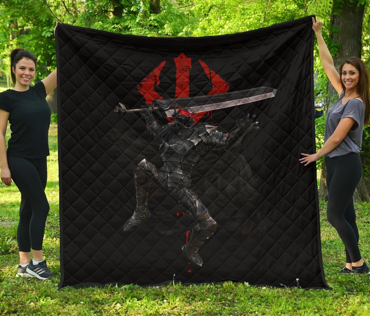 Berserk Anime Premium Quilt – Guts Full Armor Armadura Sword Fighting Quilt Blanket