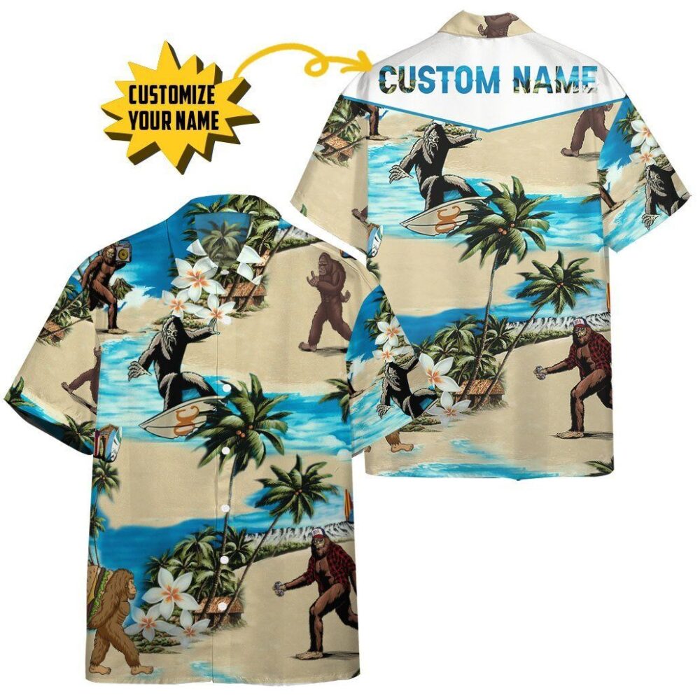 Bigfoot Vacation Custom Name Hawaii Shirt