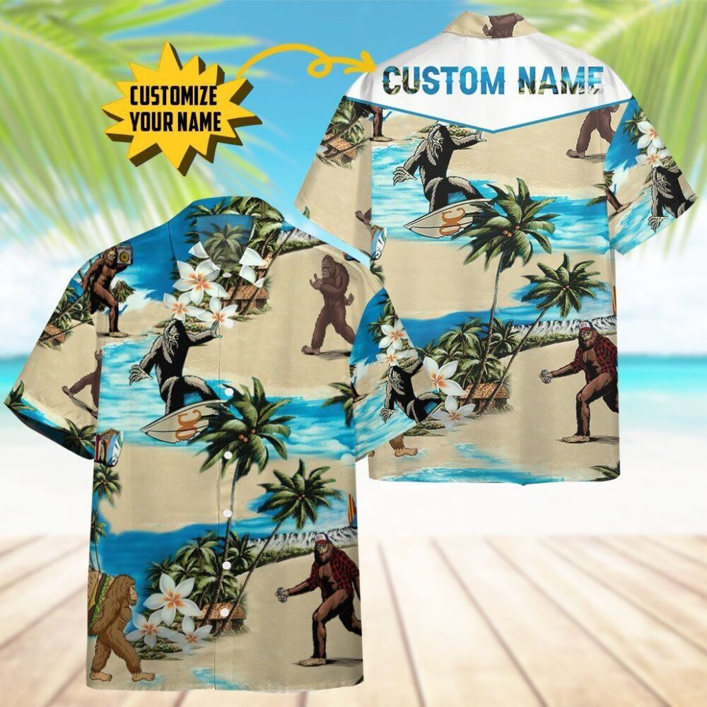 Bigfoot Vacation Custom Name Hawaii Shirt