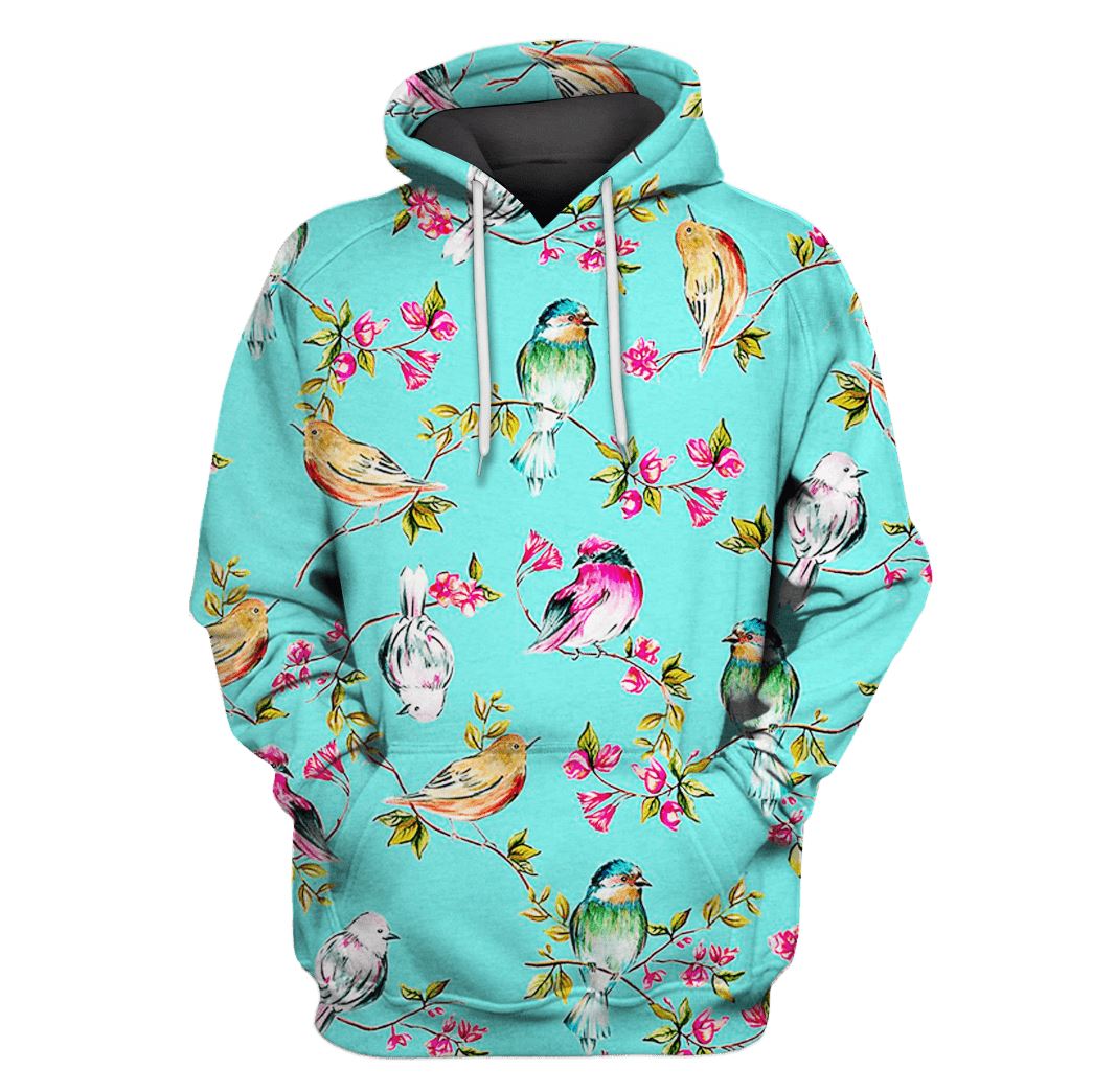 Birds And Blooming Flowers Custom T-Shirt Hoodie Apparel