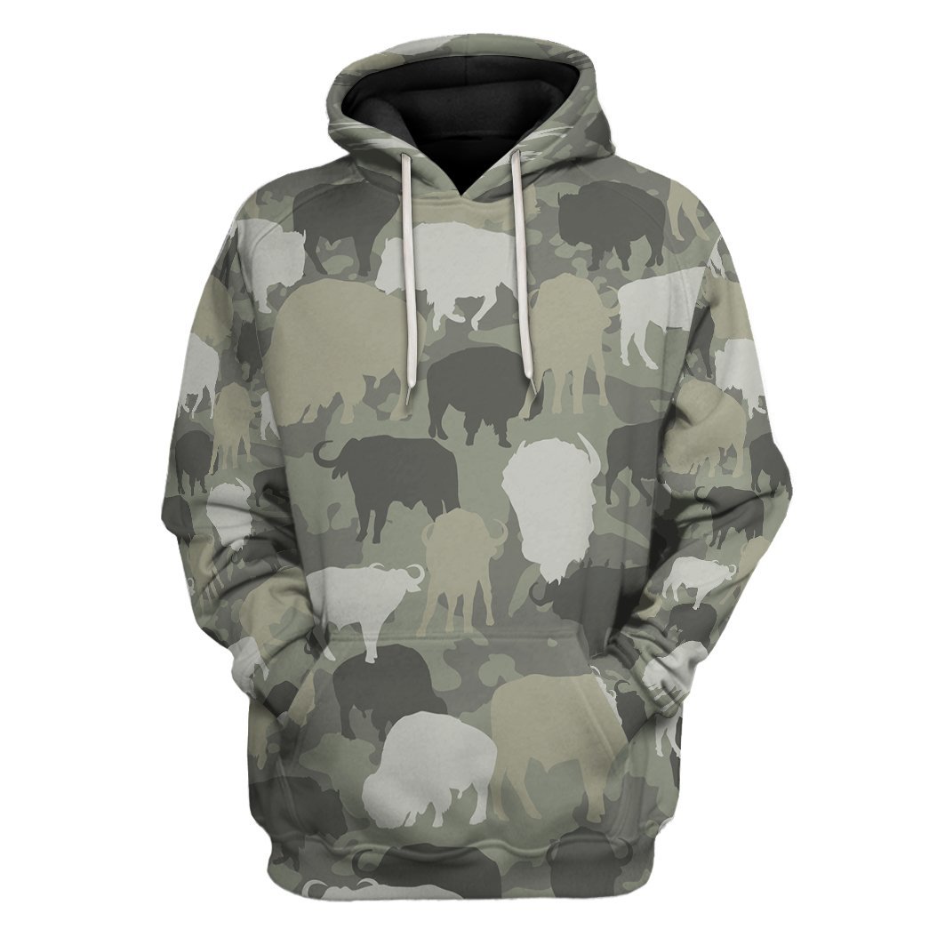 Bison Camo All Over Print T-Shirt Hoodie Fan Gifts Idea