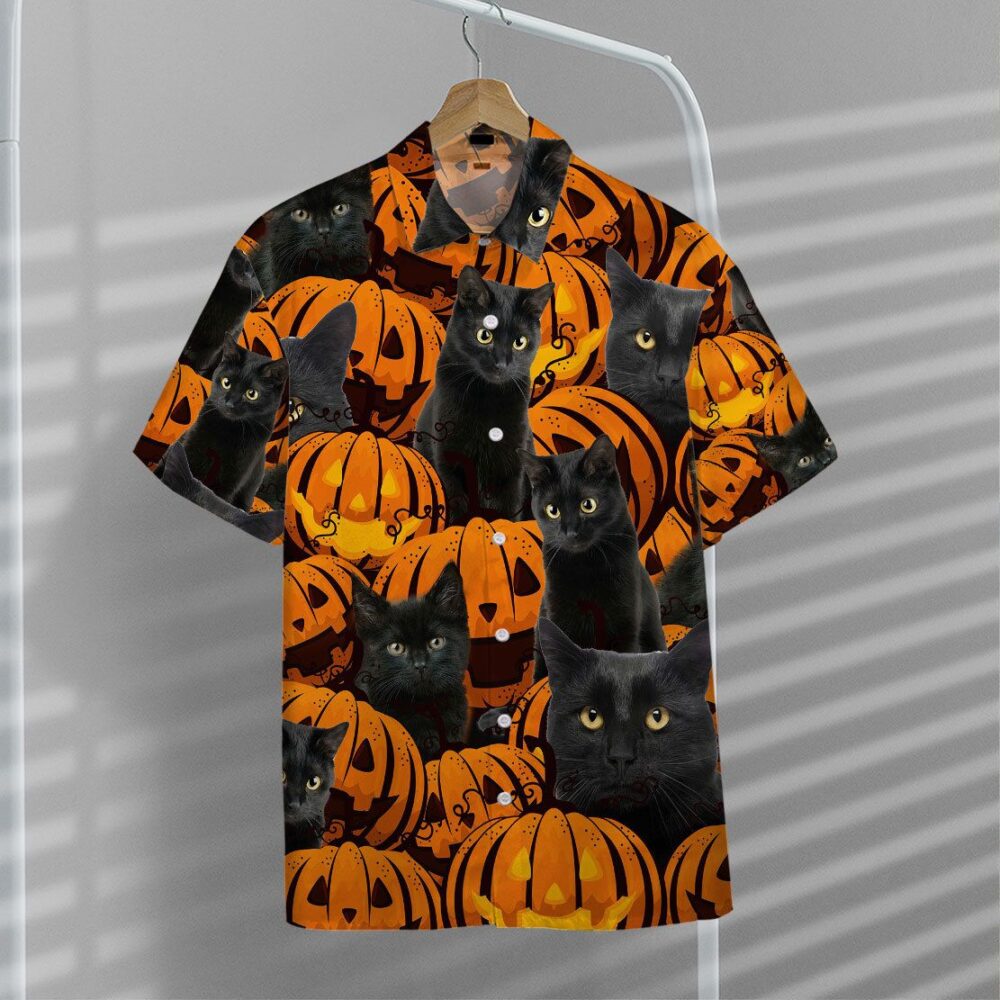 Black Cat And Pumpkin Hawaii Shirt