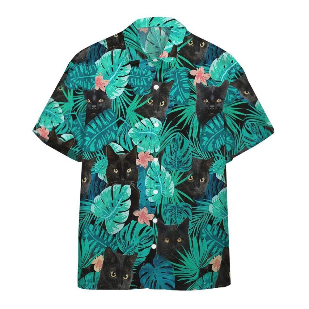 Black Cat Tropical Hawaii Shirt