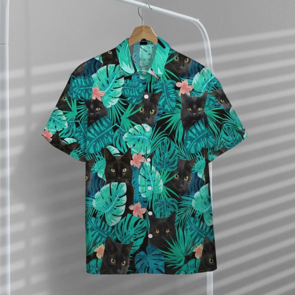 Black Cat Tropical Hawaii Shirt