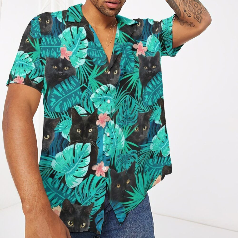 Black Cat Tropical Hawaii Shirt