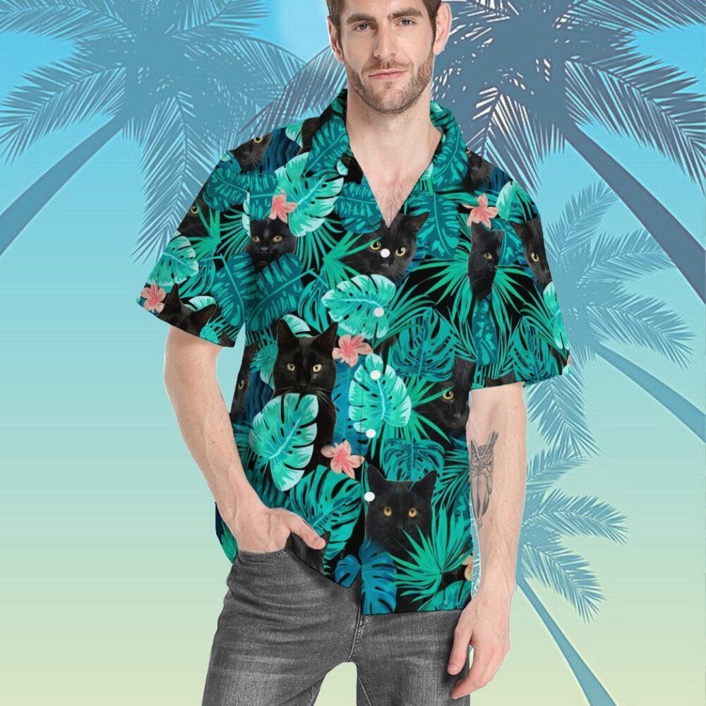 Black Cat Tropical Hawaii Shirt