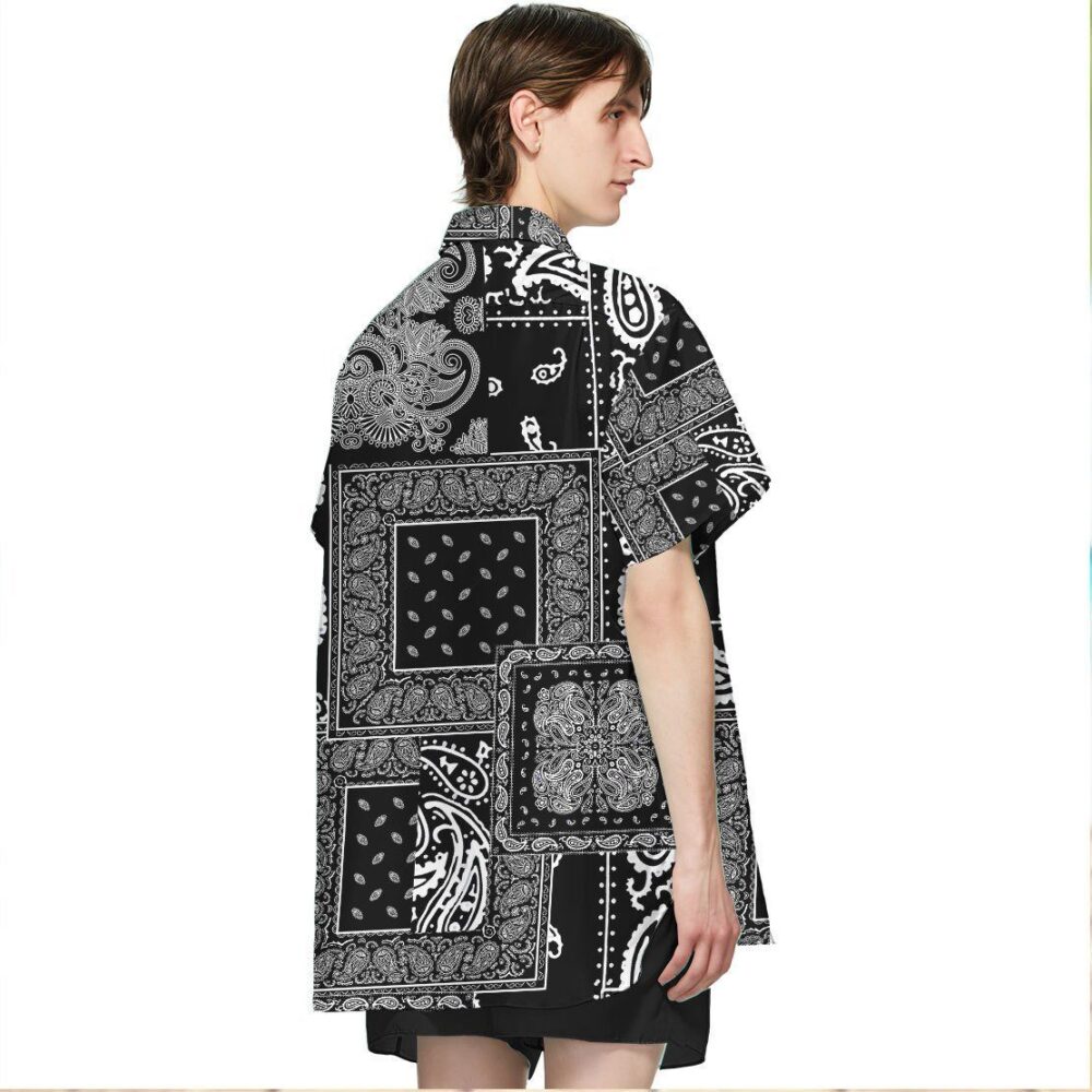 Black Multiple Paisley Bandanas Hawaii Shirt