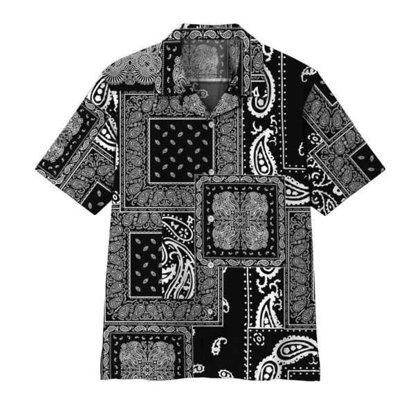 Black Multiple Paisley Bandanas Hawaii Shirt