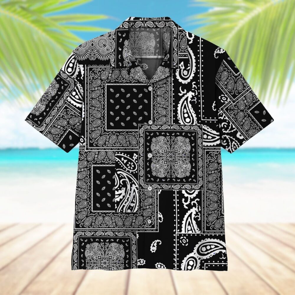 Black Multiple Paisley Bandanas Hawaii Shirt