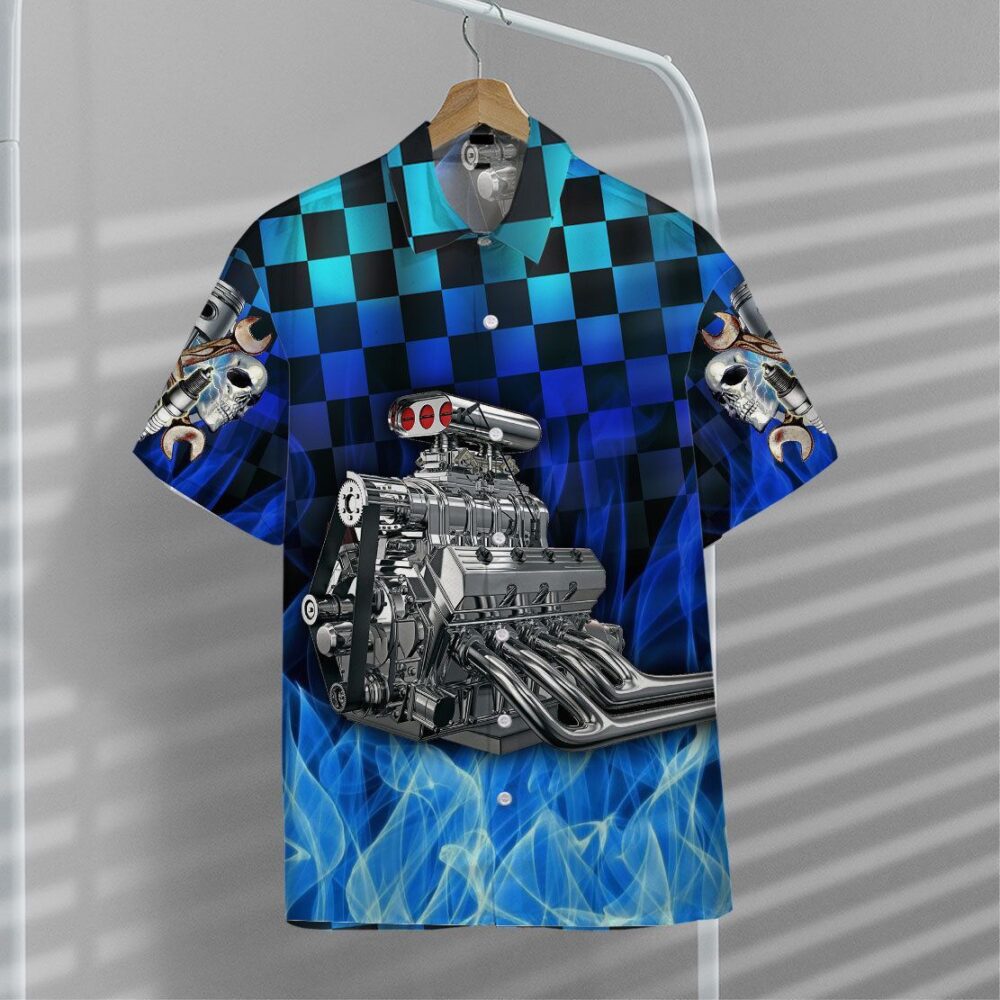 Blue Fire Hot Rod Hawaii Shirt